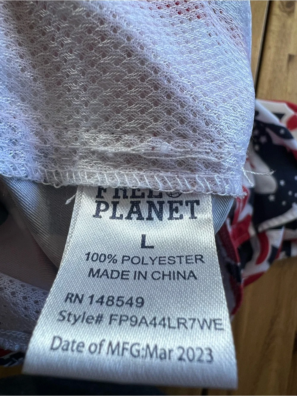 Free Planet Men’s Large Patriotic Floral Swim Trunks Red White Blue Lined Shorts